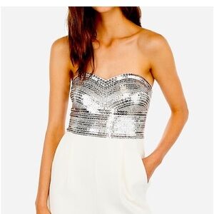 Brand New Express Embellished Sequin Strapless Sweetheart Jumpsuit